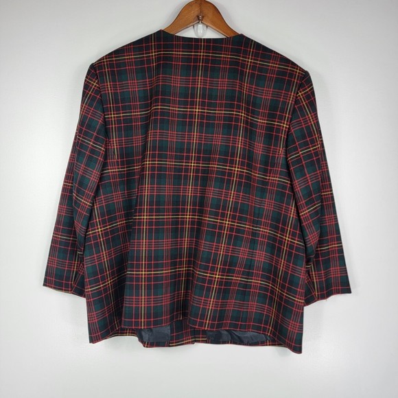 Vintage Pendleton Red Green Plaid 100% Wool Blazer No Size Tag - Picture 5 of 7